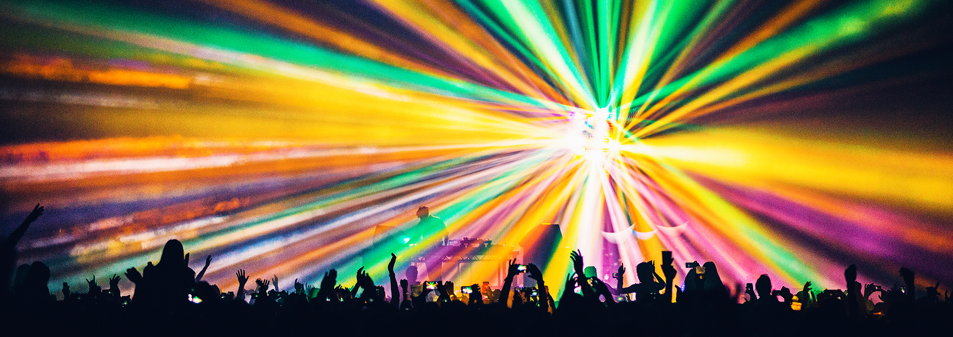 Concert with colourful light show