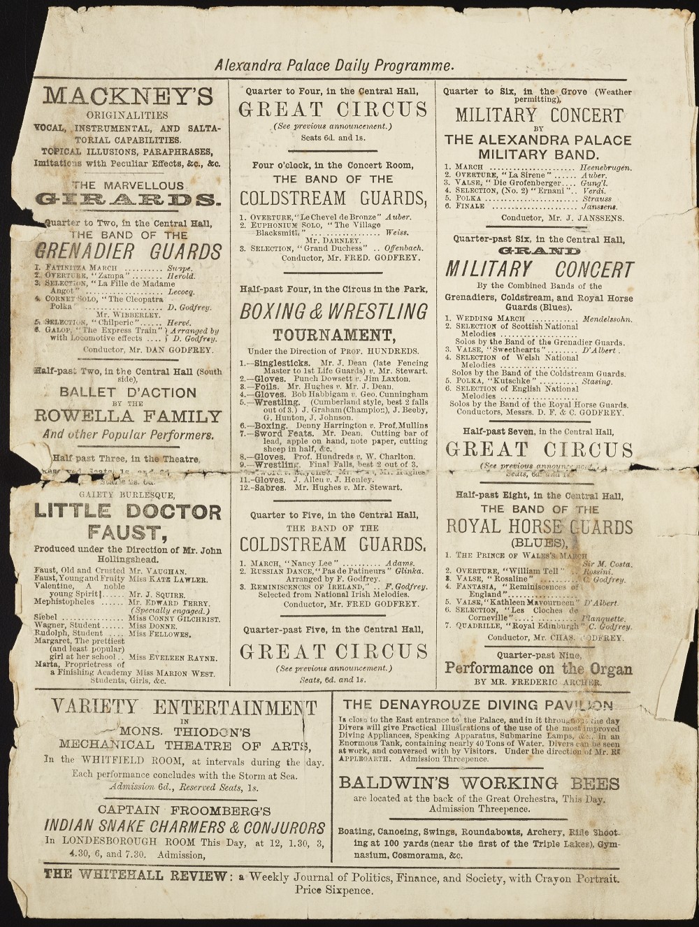 Alexandra Palace Programme, April 22nd 1878